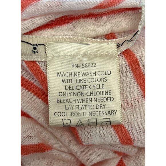 Max Studio Womens White Orange Striped Nautical Tie Front Blouse XL V Neck Linen - Picture 5 of 5